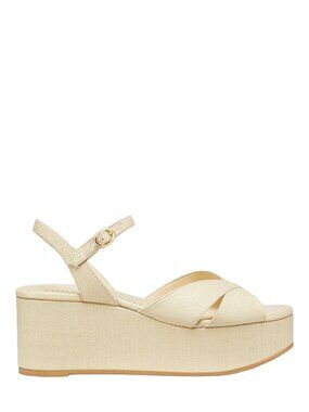 Stuart Weitzman Woven Linen Carmen Mini Wedge Sandals size 9